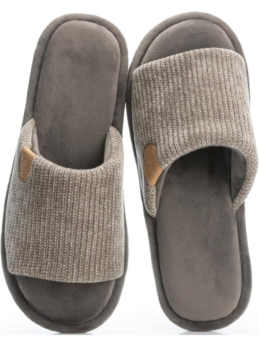Men's Grey Cozy Memory Foam Slippers Indoor Outdoor Slip On House Shoes - Picture 1 of 6